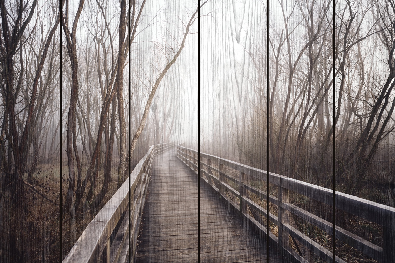 фото Картина на доске Экорамка "Деревянный мост", 60 x 40 см