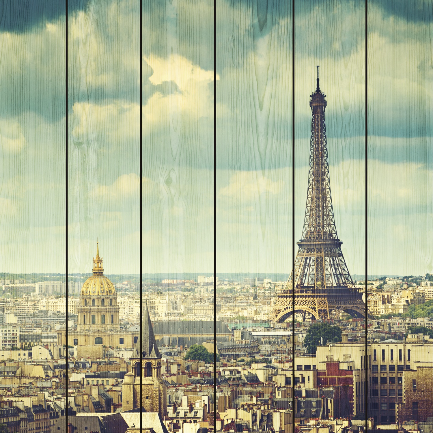 фото Картина на доске Экорамка "Париж Винтаж", 60 x 60 см