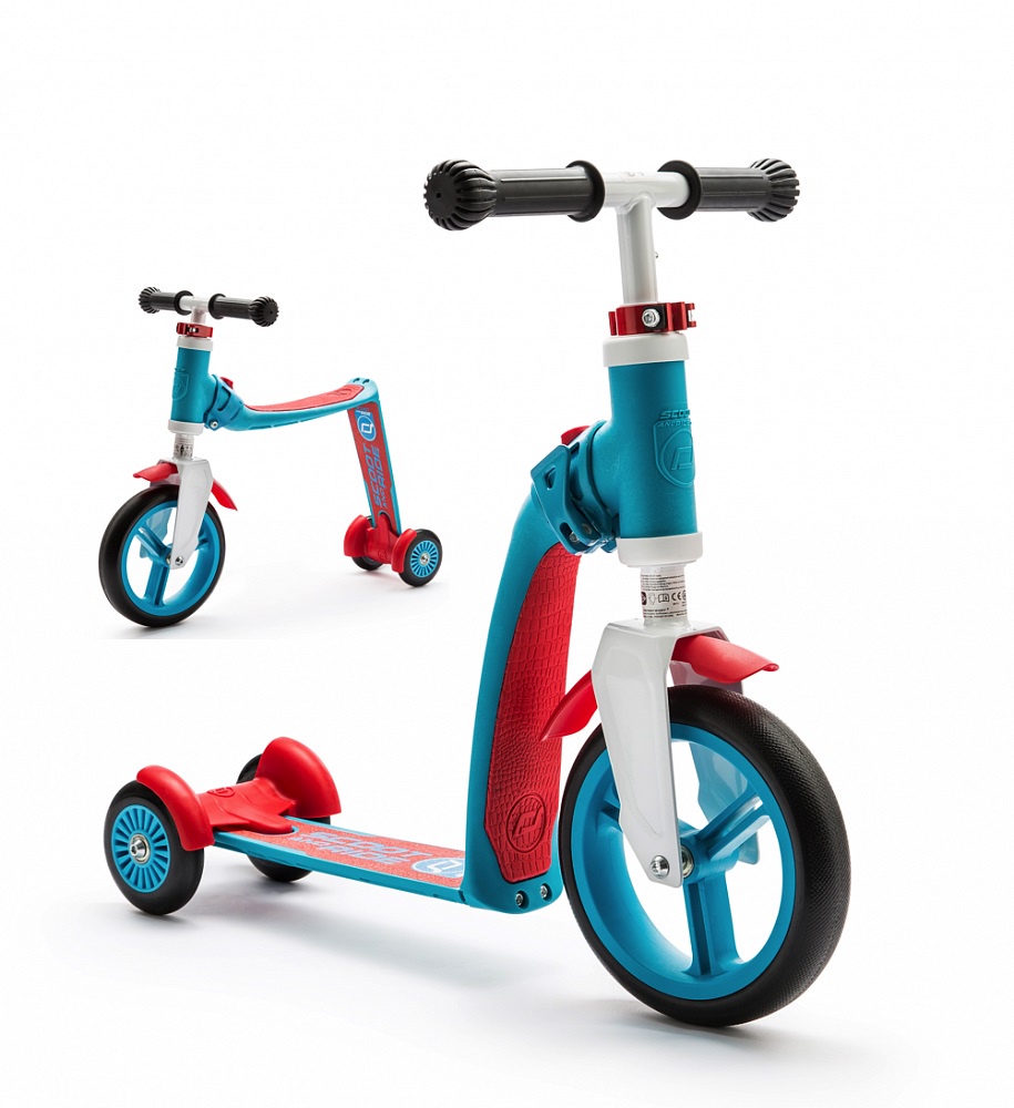 фото Самокат-беговел Scoot&Ride Highway Baby Plus трехколесный, трансформер, цвет: синий/красный