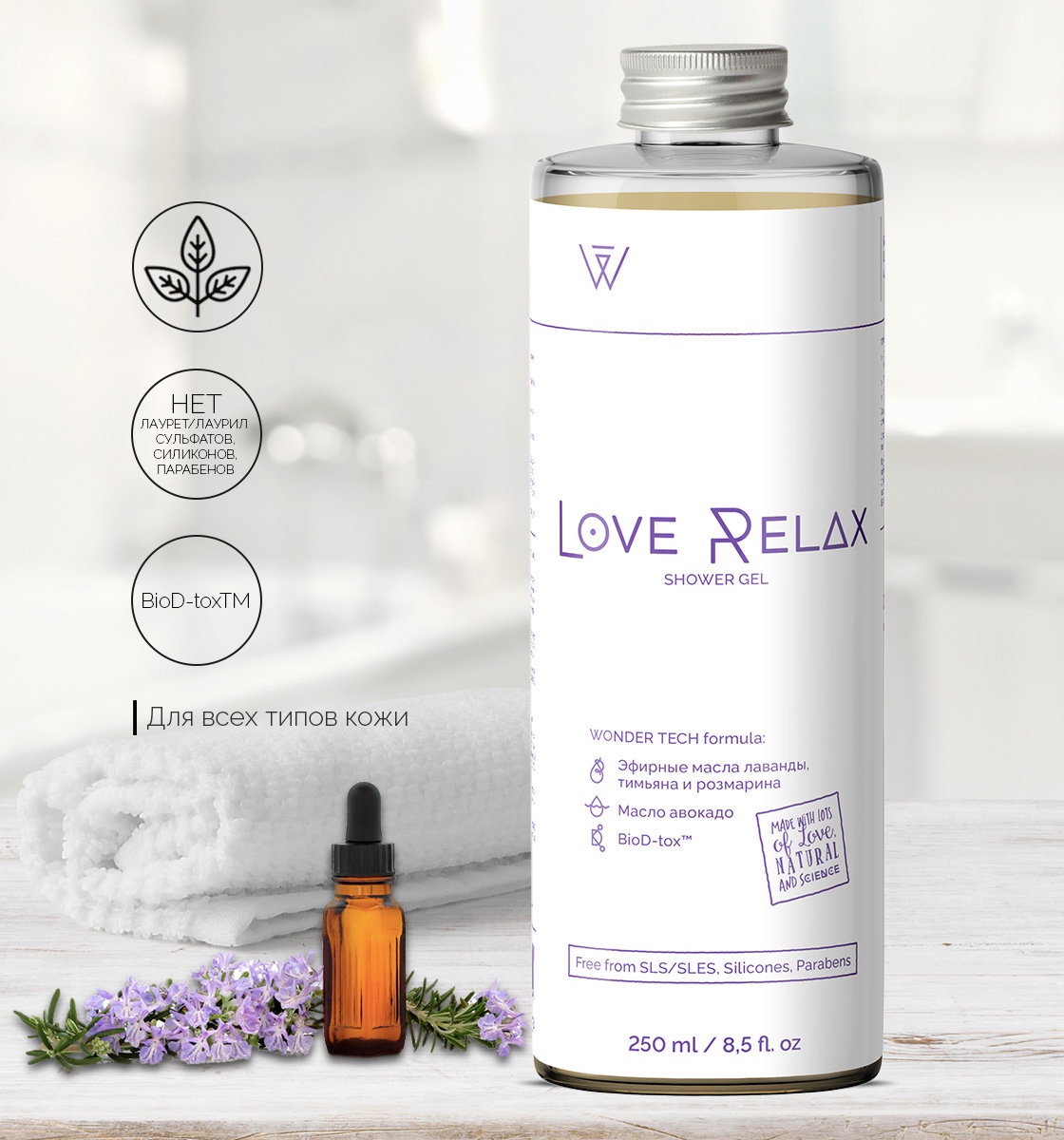 фото Антибактериальный гель для душа LOVE RELAX Wonderlab