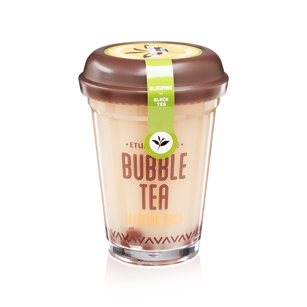 фото Ночная маска Etude House Bubble Tea Sleeping Pack, с экстрактом черного чая, 100 мл