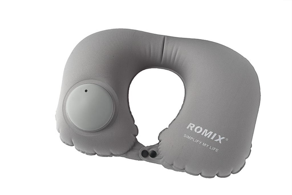 Подушка Romix RH34 надувная, для шеи, цвет: серый