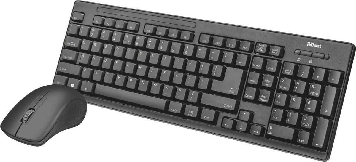 Комплект мышь + клавиатура Trust Ziva, беспроводной, цвет: черный, серый