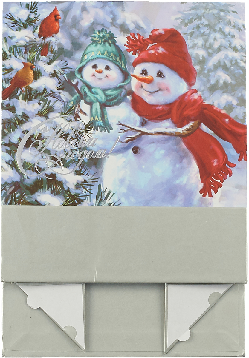 фото Подарочная упаковка Коробка подарочная "Winter Wings", N14046, серый, снеговики, 15,5 х 13 х 5 см