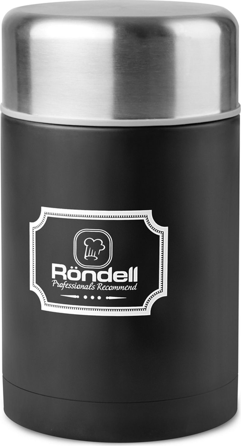 фото Термос для еды Rondell Picnic, цвет: черный, с внутренним контейнером, 800 мл