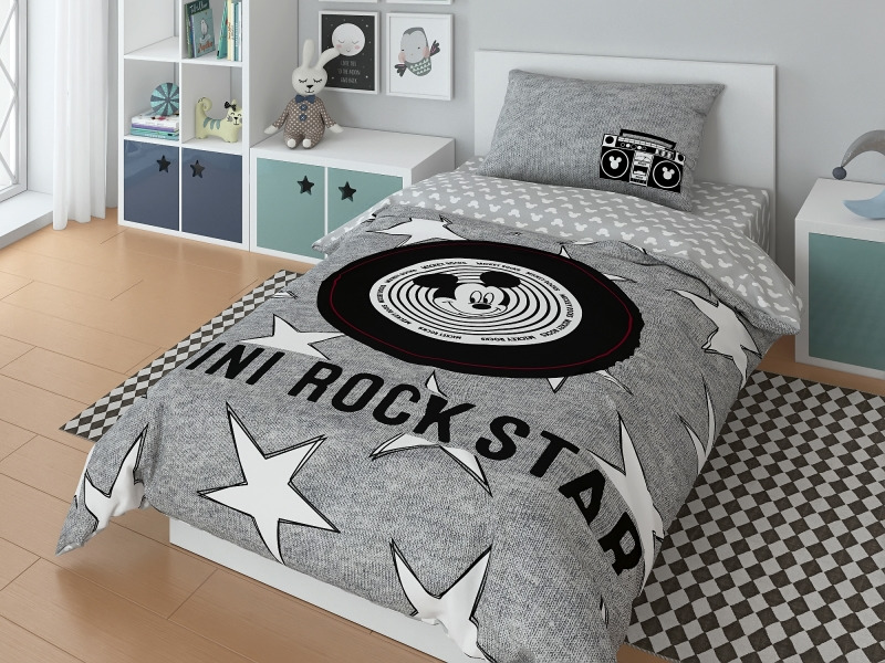 фото Комплект белья Disney Mickey Rock Star, 1,5-спальный, наволочка 70x70