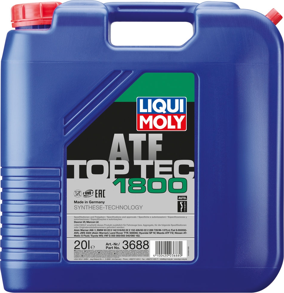 фото Трансмиссионное масло Liqui Moly Top Tec ATF 1800, НС-синтетическое, для АКПП, 3688, 20 л