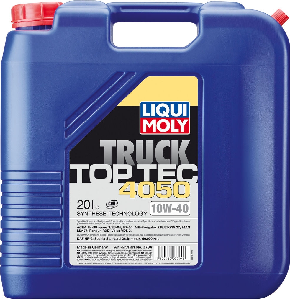 фото Моторное масло Liqui Moly Top Tec Truck 4050, НС-синтетическое, 3794, 20 л