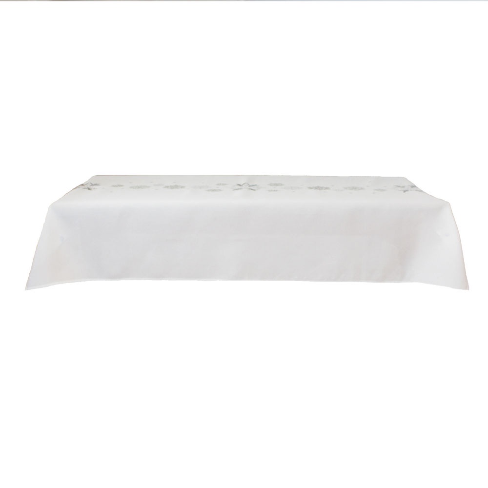 фото Скатерть "Снежинки" прямоугольная, цвет: белый, 140 х 240 см Хит - декор