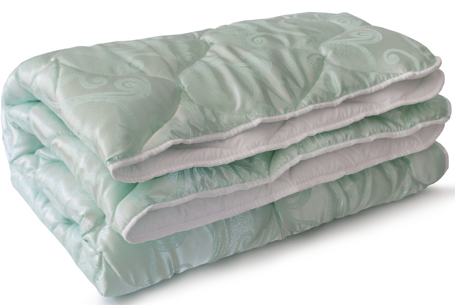 Одеяло Мягкий Сон ОБ-01502ку, стеганое Версаль, мятный, белый, 172х205 см
