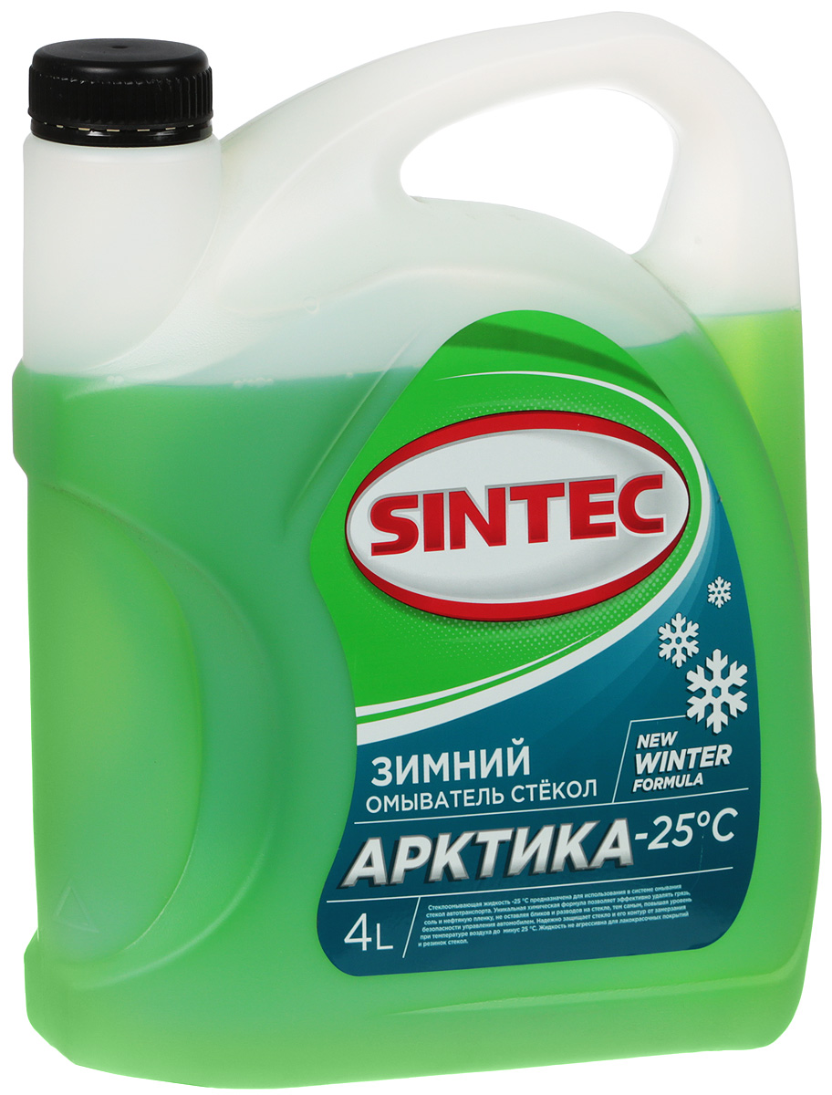 фото Стеклоомывающая жидкость "Sintec", зимняя, цвет: зеленый, 4 л