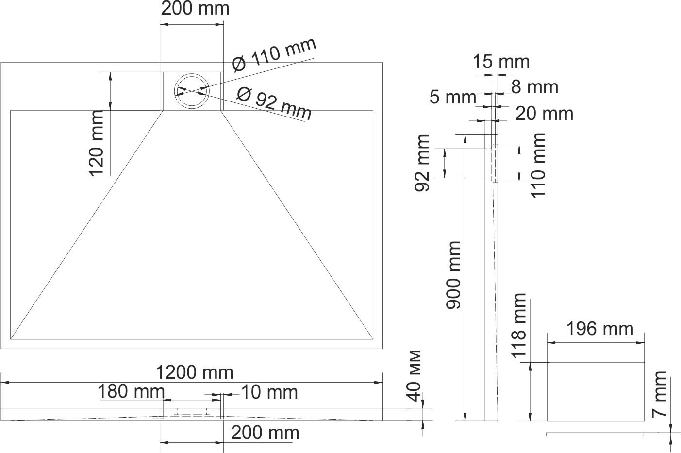 фото Поддон душевой WasserKRAFT Alme, 120 х 90 см