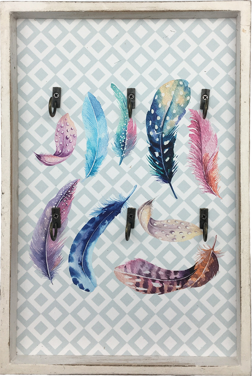 фото Декоративная картина You'll Love "Разноцветные перья", с крючками, 20 х 30 х 2,5 см