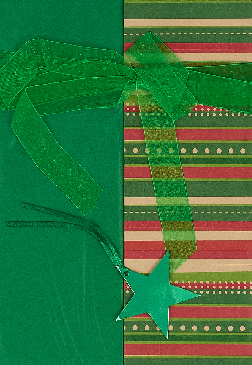 фото Подарочная упаковка Набор для упаковки подарков "B&H", с цветной бумагой, BH1033, зеленый, красный, желтый, полоска