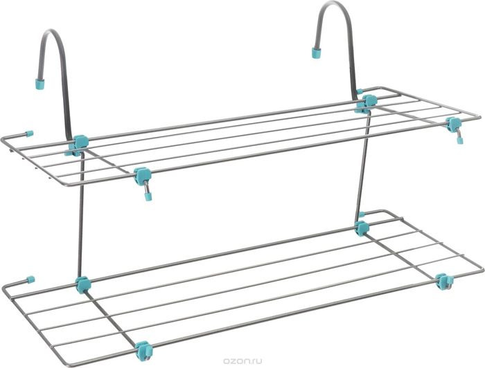фото Сушилка для белья Nika, навесная, двухъярусная, цвет: белый, бирюзовый, 65 х 23,5 х 41 см