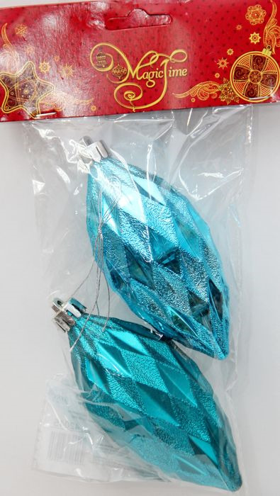 фото Новогоднее подвесное украшение Magic Time "Еловые шишки", цвет: бирюзовый, 5 х 10 см, 2 шт