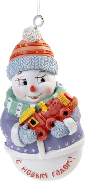 фото Новогоднее подвесное украшение Magic Time "Снеговик с паровозиком", 4,5 х 1,7 х 7,5 см