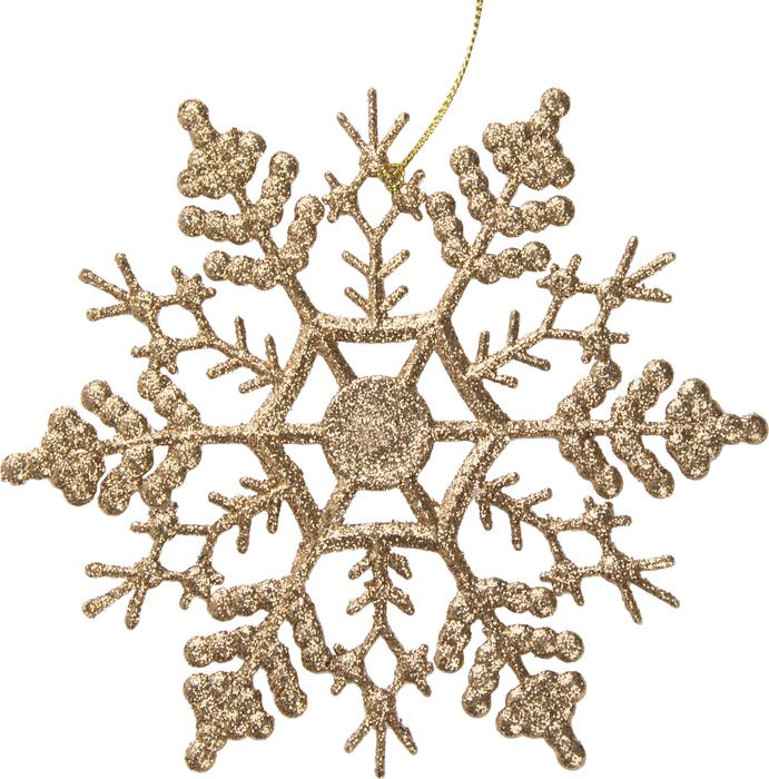 фото Новогоднее подвесное елочное украшение Magic Time "Снежинка-паутинка золотая", 16,5 x 16,5 x 0,2 см