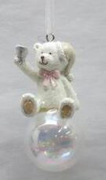 фото Новогоднее подвесное украшение Magic Time "Мишка в шапочке на шаре", 4 х 4 х 8,5 см
