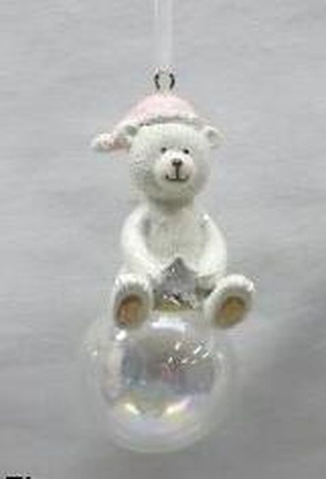 фото Новогоднее подвесное украшение Magic Time "Полярный мишка в шапочке на шаре", 4 х 4 х 8,5 см