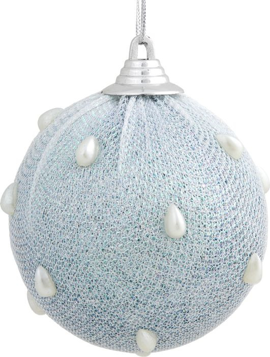 фото Новогоднее подвесное украшение Magic Time "Нежно-голубой шар с бусинами", 8 см