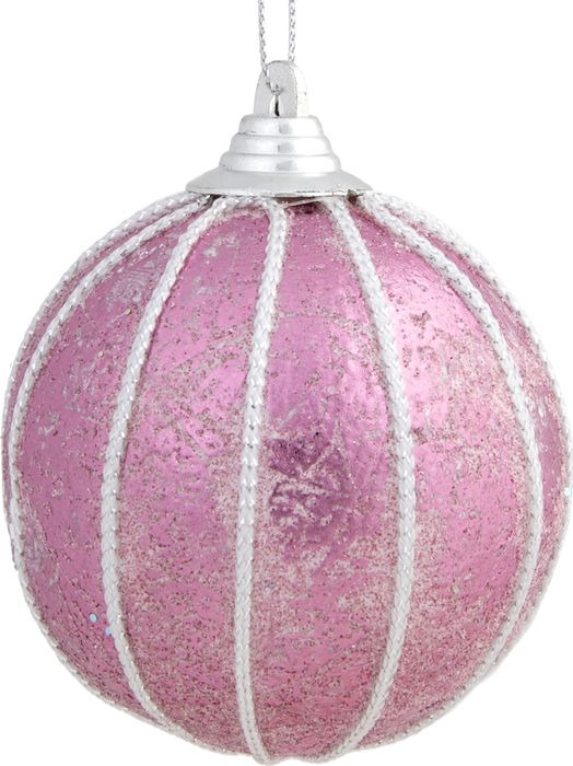 фото Новогоднее подвесное украшение Magic Time "Розовый шар с бисером", 8 см