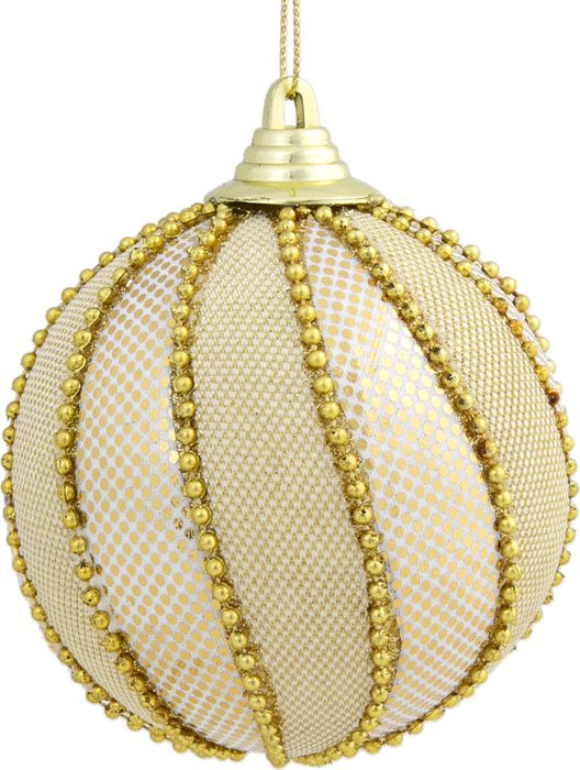 фото Новогоднее подвесное украшение Magic Time "Золотистый шар, украшенный бисером", 8 см