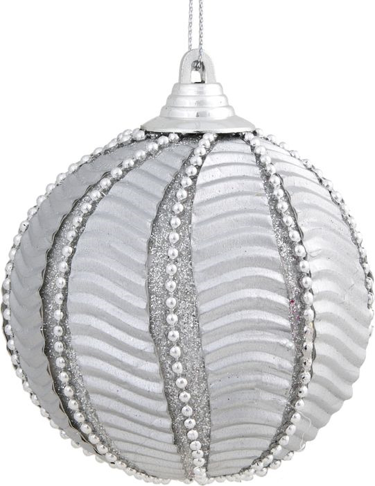 фото Новогоднее подвесное украшение Magic Time "Фактурный шар с бусинами", 8 см