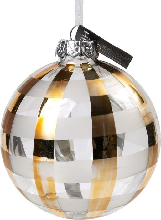 фото Новогоднее подвесное украшение Magic Time "Шар с золотыми полосками", 8,5 x 8 x 8 см