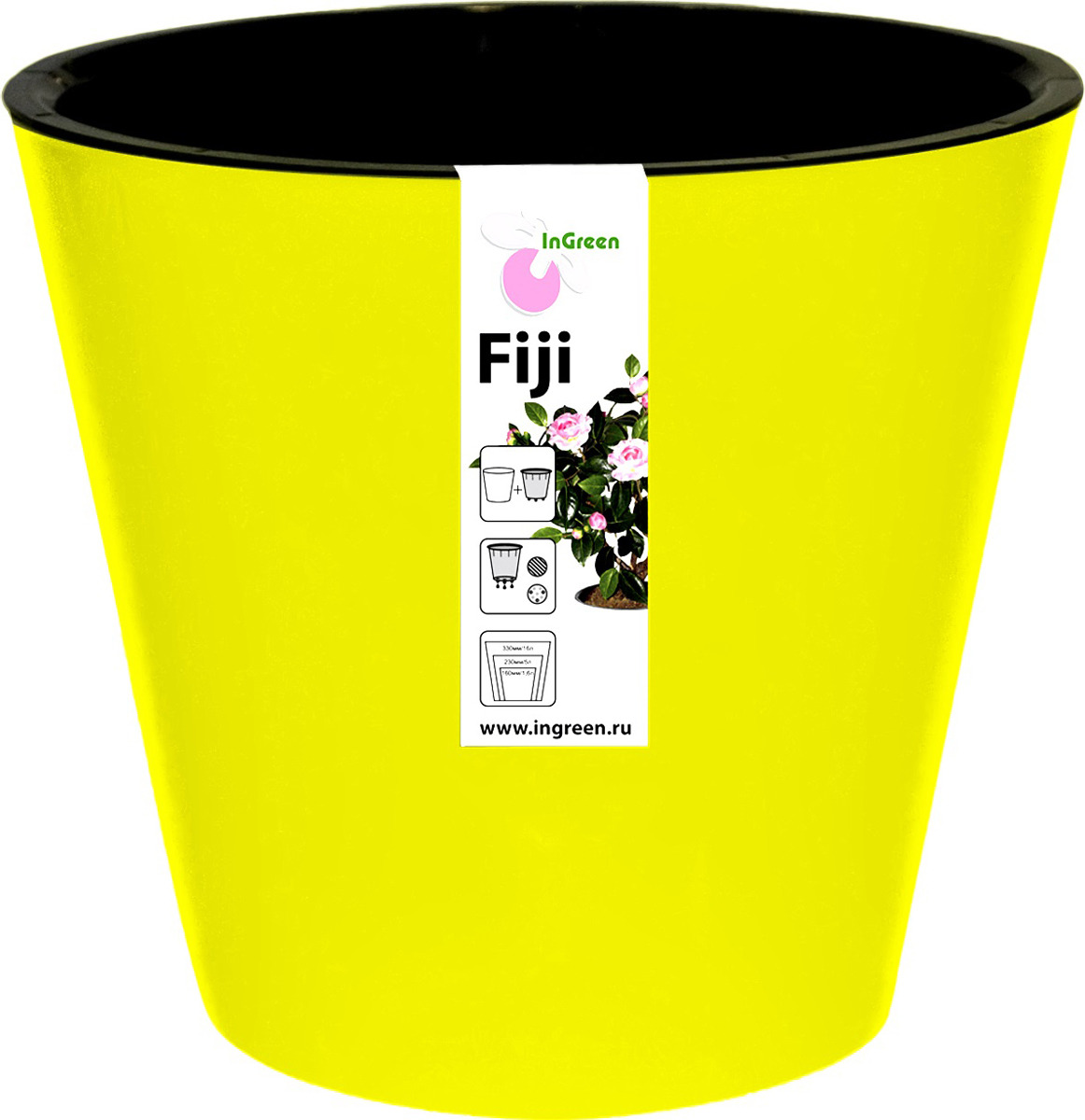 фото Горшок для цветов InGreen "Фиджи", на колесиках, цвет: желтый, 16 л