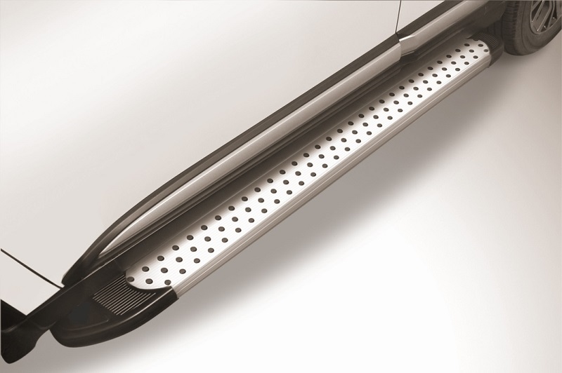 Комплект защиты штатных порогов Arbori Standart Silver, алюминиевый профиль, 2000, для Volkswagen Amarok 2013-