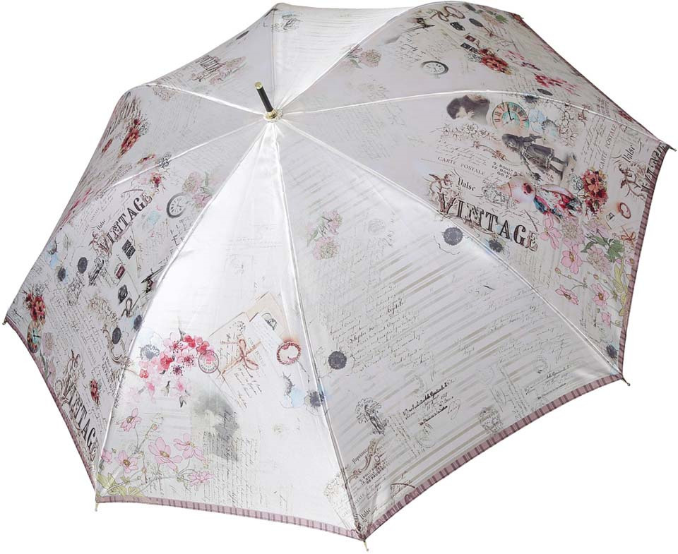 Зонт-трость женский Fabretti, трость, цвет: серый. 1822