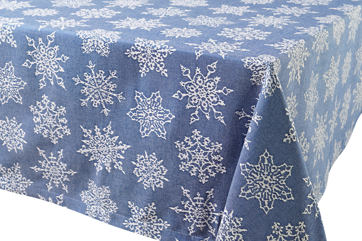 фото Скатерть Votex Home "Снежинки", цвет: синий, 150 x 220 см