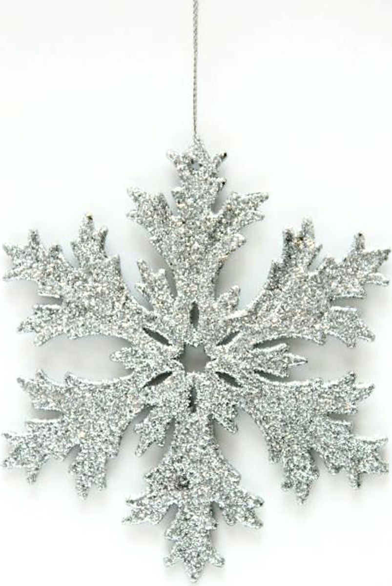 фото Новогоднее подвесное елочное украшение Magic Time "Снежинка в серебряном глиттере", 11,7 x 11,7 x 0,3 см