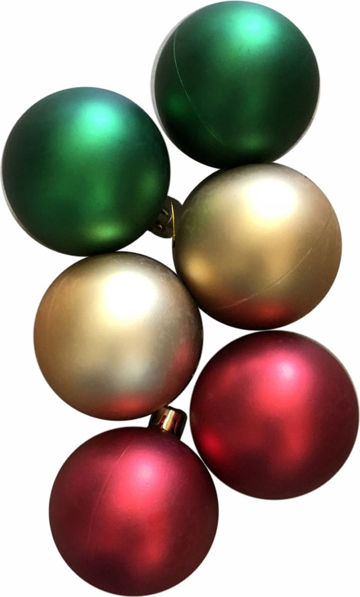 фото Набор новогодних подвесных украшений Magic Time "Ассорти", цвет: фуксия, зеленый, золотой, диаметр 6 см, 6 шт
