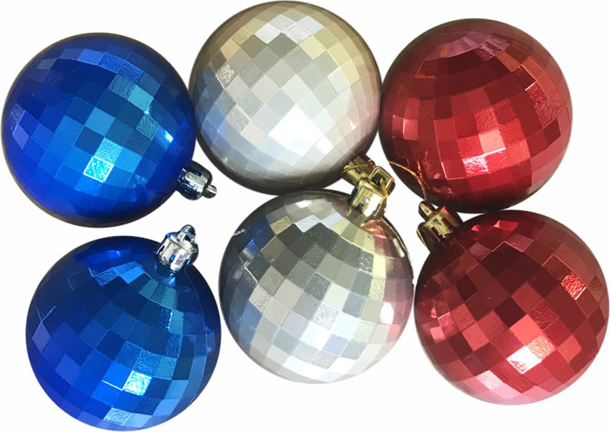 фото Набор новогодних подвесных украшений Magic Time "Ассорти", цвет: красный, молочный, синий, диаметр 6 см, 6 шт
