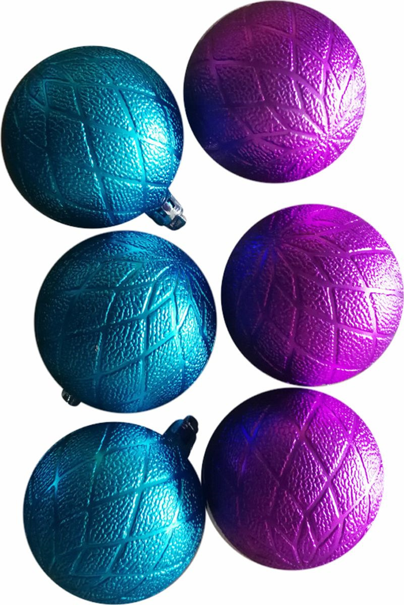 фото Набор новогодних подвесных украшений Magic Time "Ассорти", цвет: голубой, фуксия, диаметр 6 см, 6 шт
