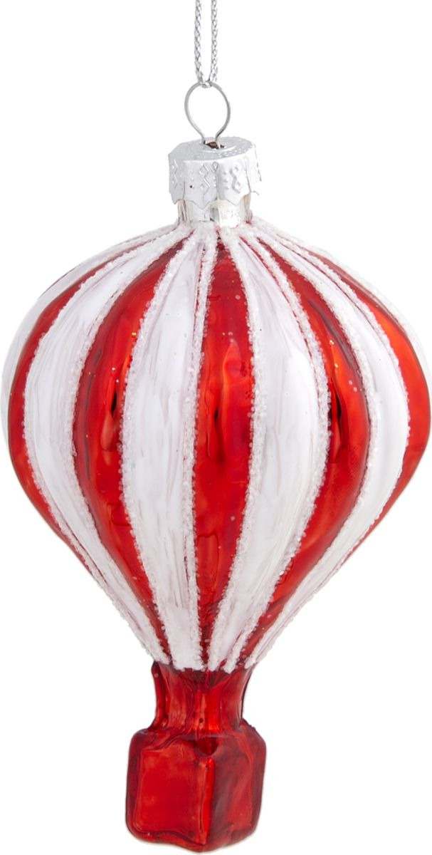 фото Новогоднее подвесное украшение Magic Time "Воздушный шар", цвет: красный, белый, 6 х 9.6 см
