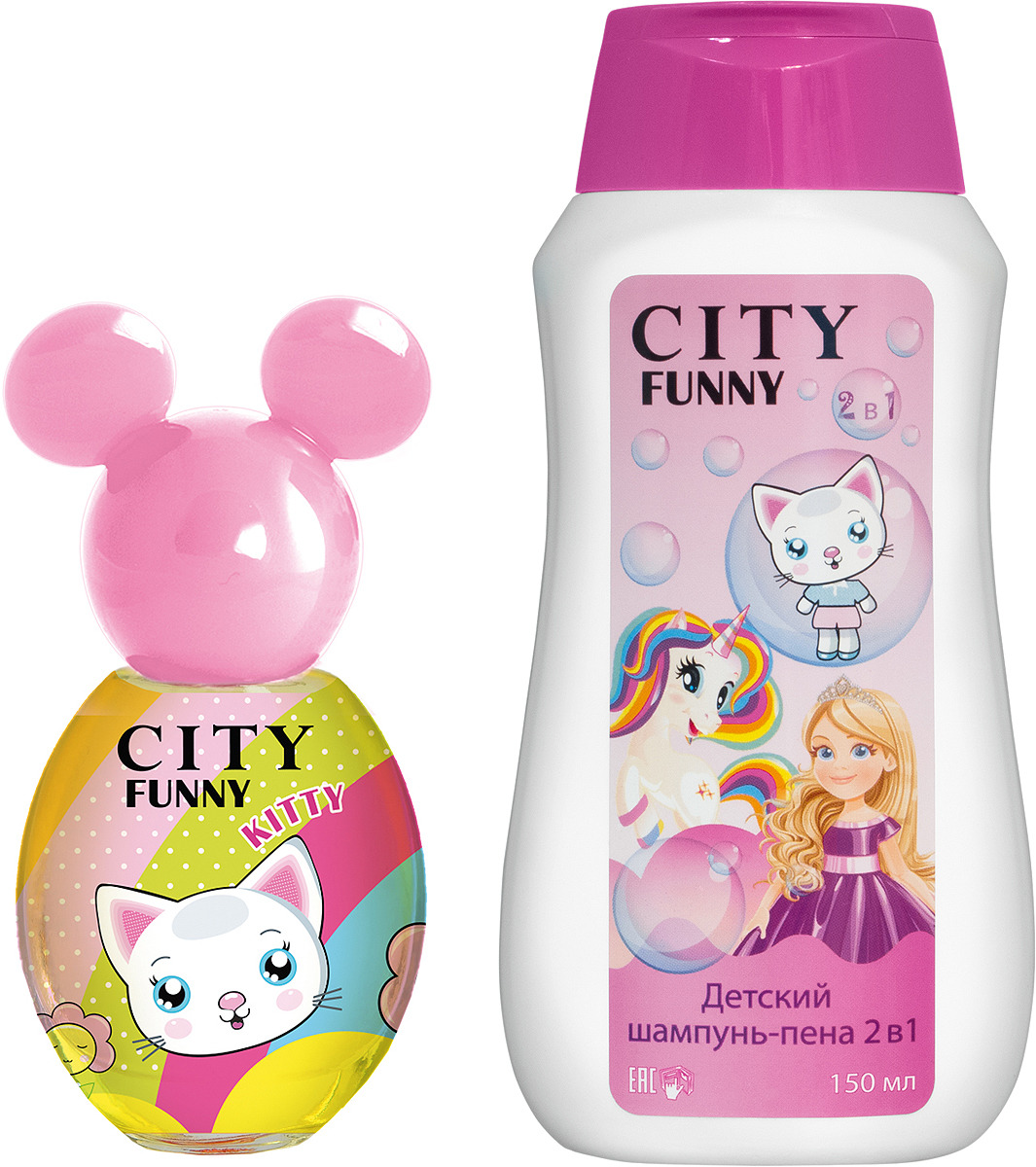 фото Парфюмерный набор City Funny Kitty: душистая вода, 30 мл, шампунь-пена 2 в 1, 150 мл City parfum