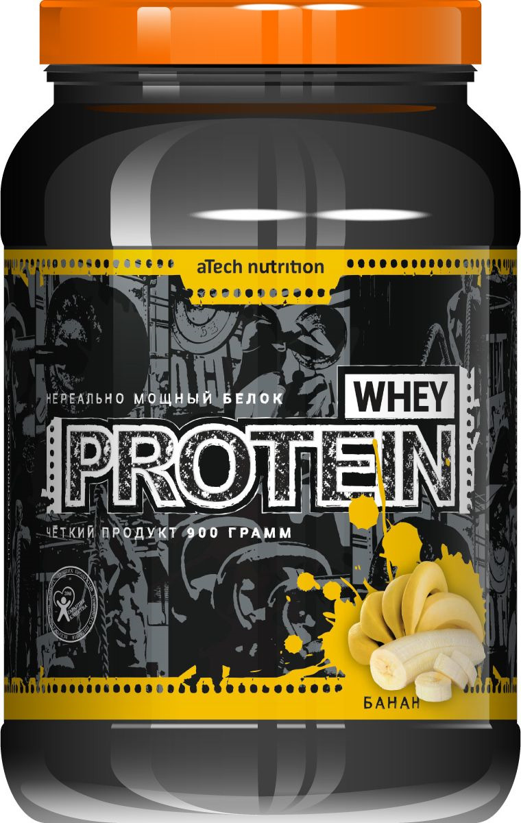 Протеин cывороточный aTech Nutrition Whey Protein 100%, бананас, 900 г ...