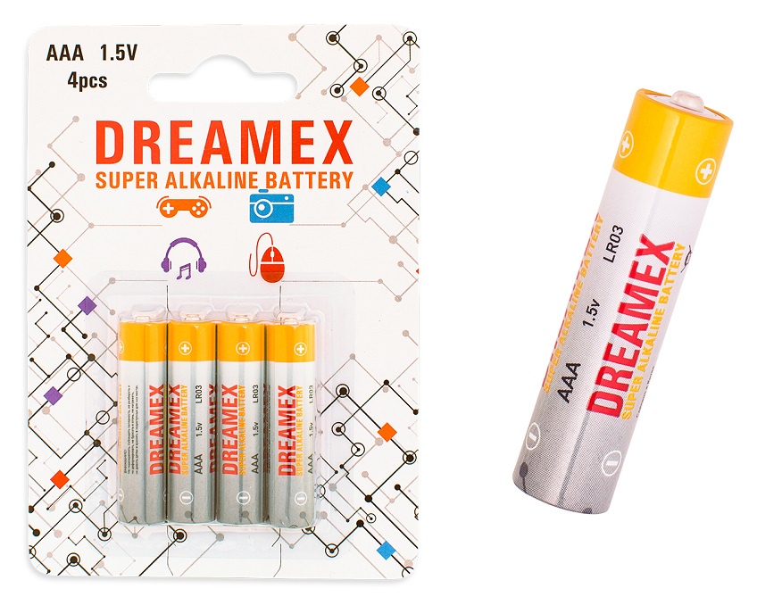 Батарейки Dreamex ААА, алкалиновые, 4 шт