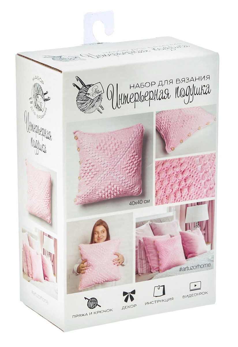 фото Набор для вязания подушки Арт Узор "Розовые сны", 14 х 21 х 8 см