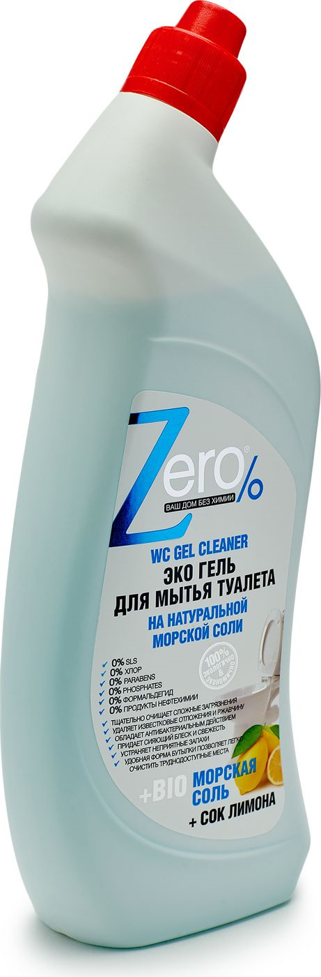 фото Гель для чистки унитаза "Zero", на натуральной морской соли, с лимоном, 750 мл