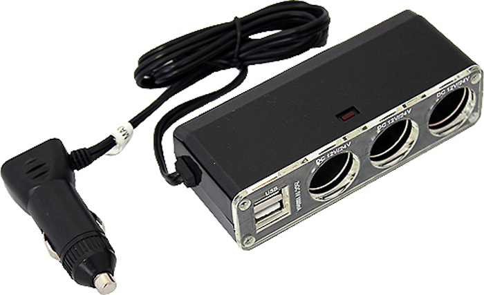 фото Разветвитель прикуривателя AutoStandart, на 3 гнезда + 2 USB-порта