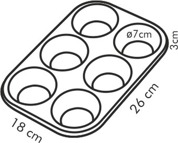 фото Форма для выпечки Tescoma "Delicia", цвет: черный, 6 ячеек. 623220