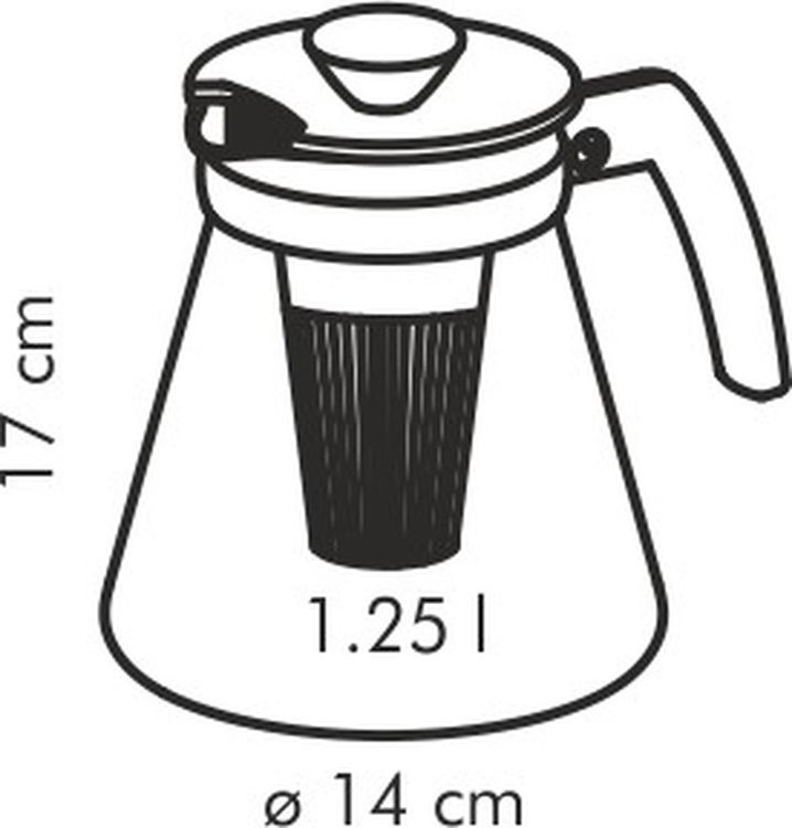 фото Чайник заварочный Tescoma "Teo", с ситечками, цвет: прозрачный, черный, 1,25 л