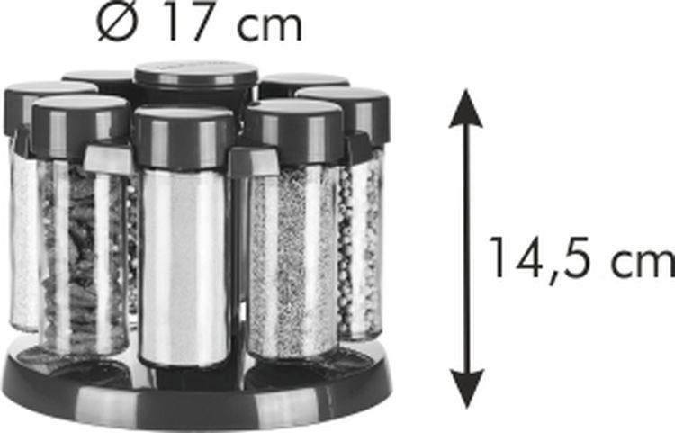 фото Емкости для специй Tescoma "Season", на вращающейся подставке, цвет: антрацит, 8 шт
