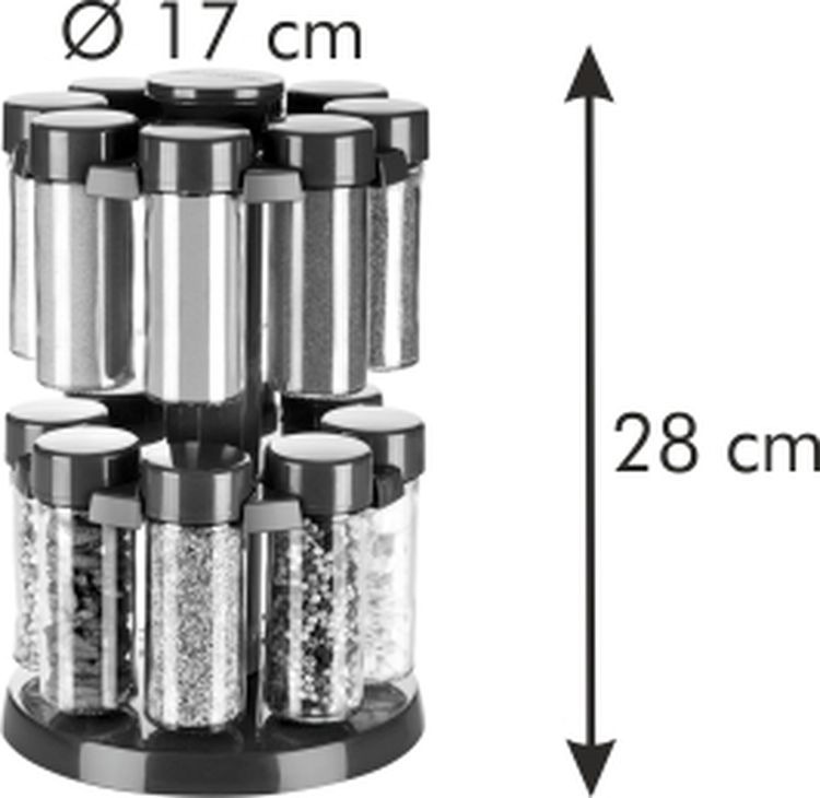 фото Емкости для специй Tescoma "Season", на вращающейся подставке, цвет: антрацит, 16 шт