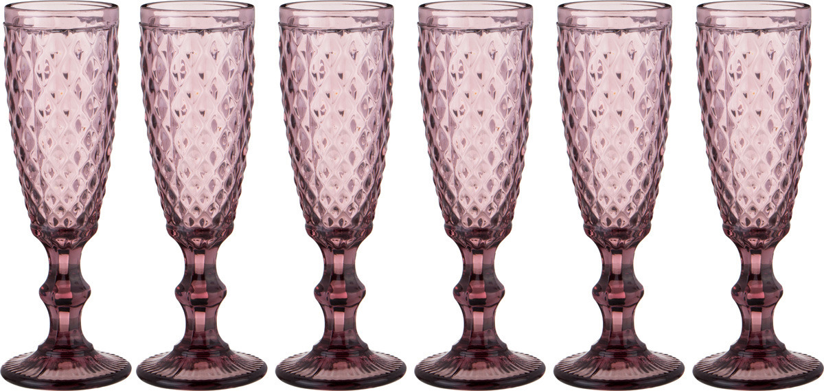 фото Набор бокалов для шампанского Муза "Пина", цвет: розовый, 170 мл, 6 шт