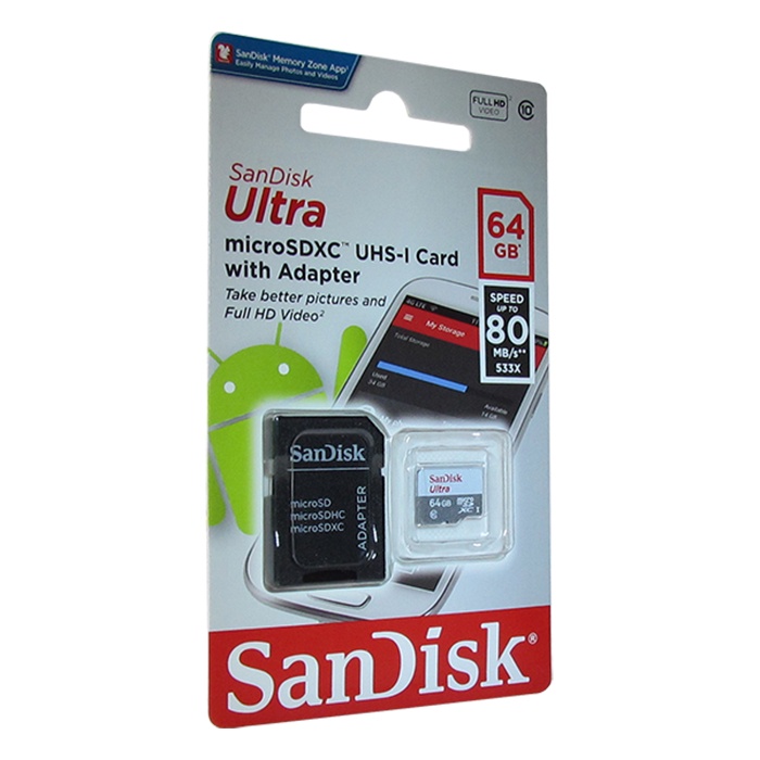 фото Карта памяти SanDisk Ultra 64GB UHS-I U1, SDSQUNS-O64G-GN3MA